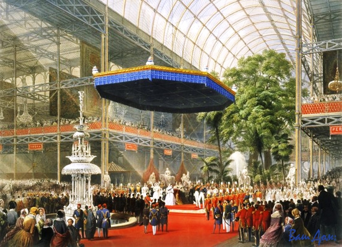 Мебель из стекла и металла Crystal_Palace_-_Queen_Victoria_opens_the_Great_Exhibition