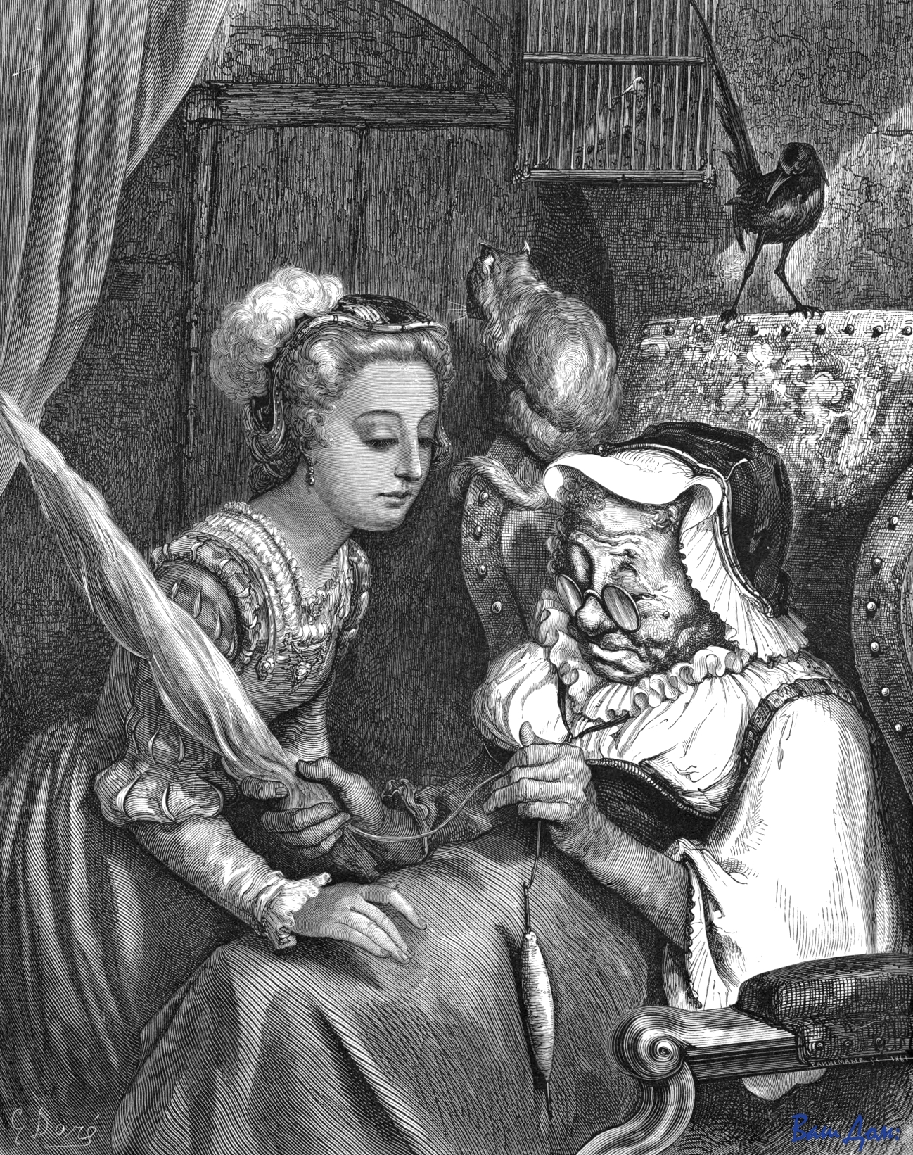 спящая красавица La_Belle_au_Bois_Dormant_-_first_of_six_engravings_by_Gustave_Doré
